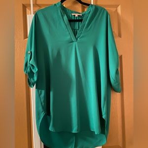 Gibson Latimer chiffon style tunic blouse, green, size M
